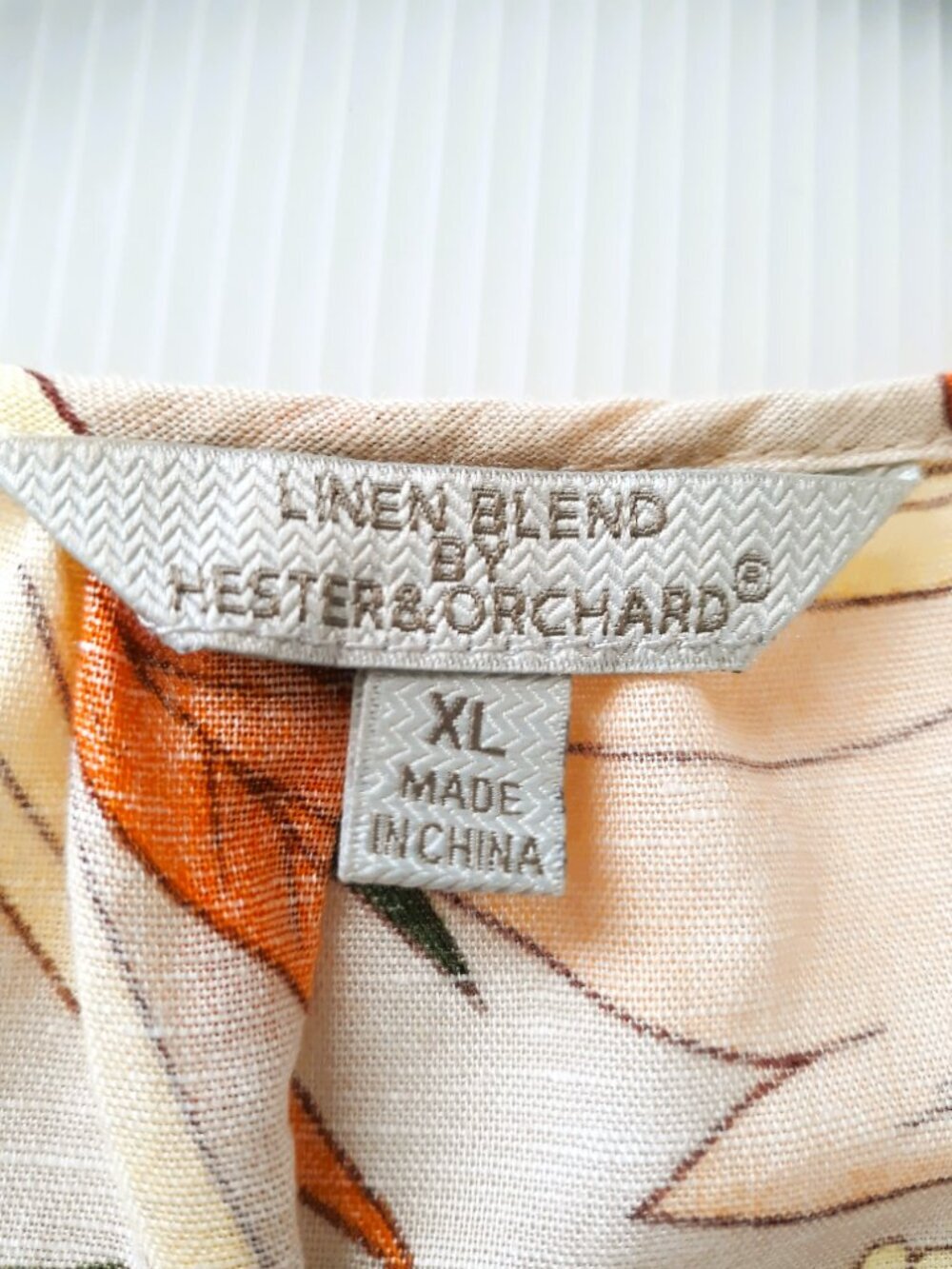 Boho Floral Linen Blend Top Orange Tropical - Picture 5 of 9